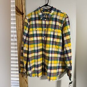 Ralph Lauren Yellow and Green Plaid Men's Shirt